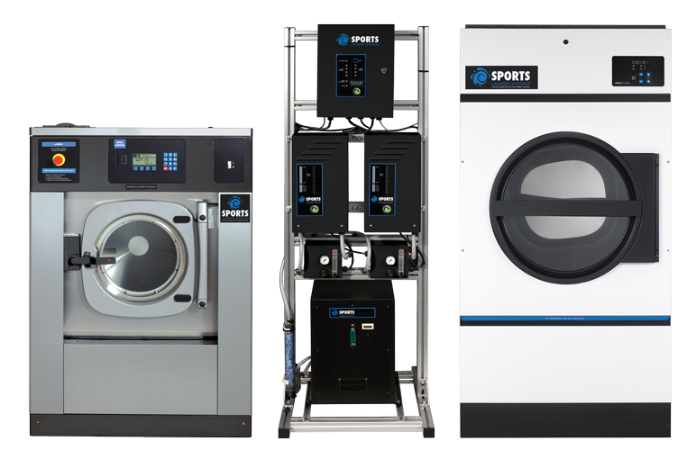 Sports Laundry Systems Equipment including a Washer-extractor, an Ozone Tower and a Drying tumbler